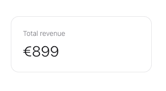 Revenue dashboard showing total earnings